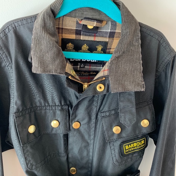 BARBOUR INTL BOYS/GIRLS WAXED JACKET/RAINCOAT